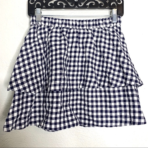 Madewell blue/white gingham tiered mini skirt xs - Picture 3 of 7